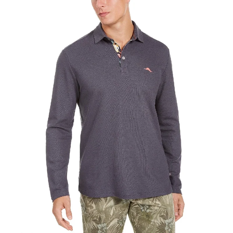 men's casual wear polo shirts -Tommy Bahama Men's Long Sleeve Polo Shirt Blue Size XX Large - XX-Large