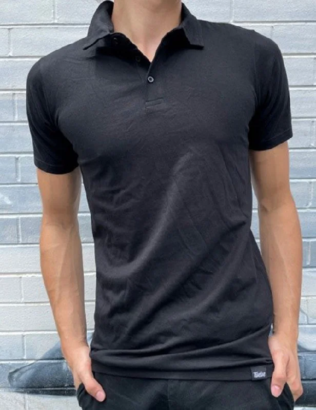 men's classic fit cotton polo shirts -Twelve Polo Shirt | Black