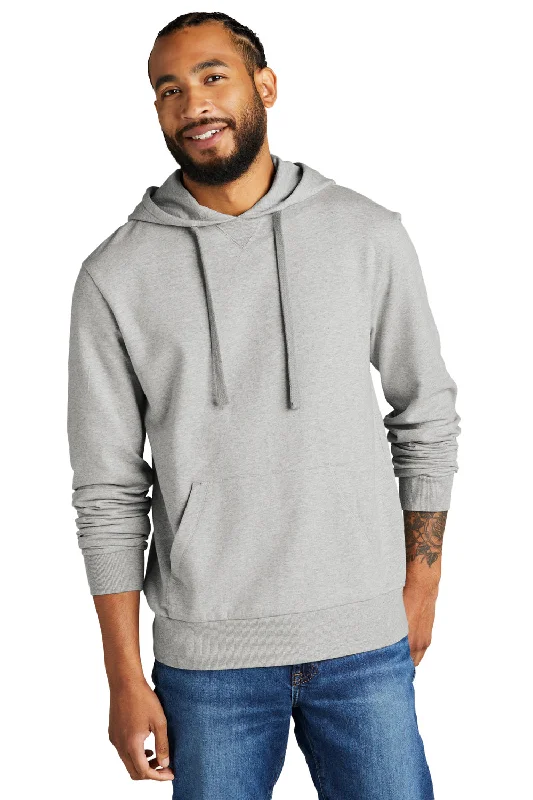 plain hoodies for men -Allmade Mens Organic French Terry Hooded Sweatshirt Hoodie w/ Pouch Pocket - Heather Granite Grey