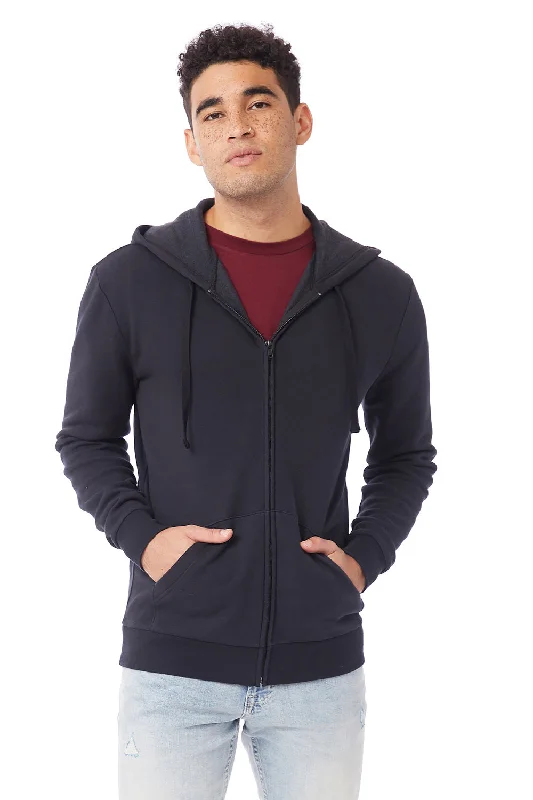 oversized hoodies for men -Alternative Mens Eco Cozy Fleece Full Zip Hooded Sweatshirt Hoodie w/ Pockets - Black