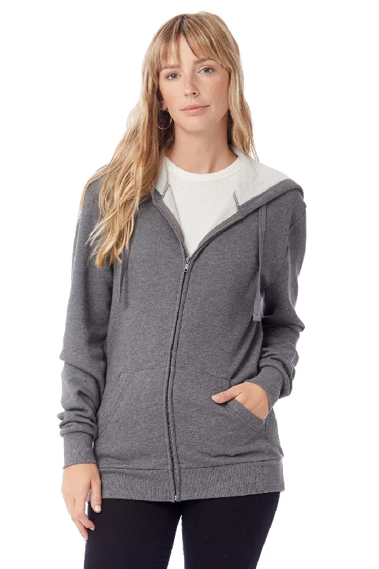 casual hoodies for men -Alternative Mens Eco Cozy Fleece Full Zip Hooded Sweatshirt Hoodie w/ Pockets - Heather Dark Grey