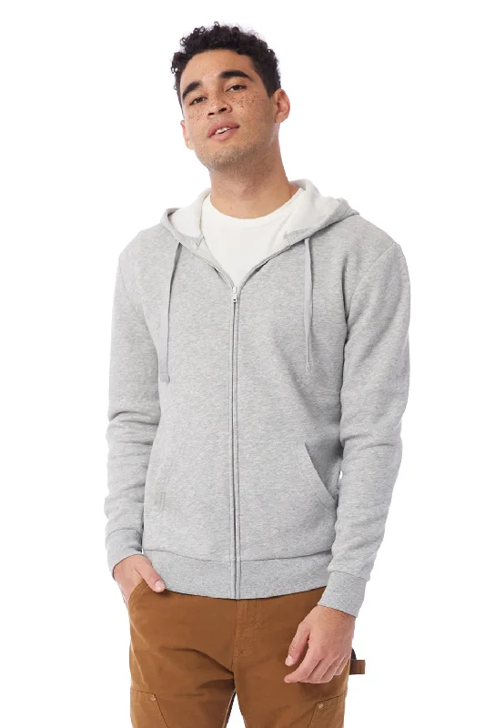 men's hoodies for winter -Alternative Mens Eco Cozy Fleece Full Zip Hooded Sweatshirt Hoodie w/ Pockets - Heather Grey