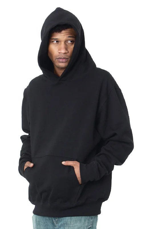 zip-up sweatshirts for men -Bayside Mens Sniper Hooded Sweatshirt Hoodie w/ Pouch Pocket - Black