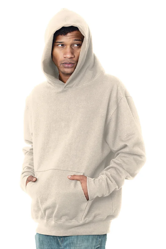 men's graphic sweatshirts -Bayside Mens Sniper Hooded Sweatshirt Hoodie w/ Pouch Pocket - Cream