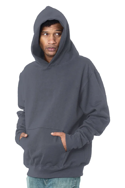 custom hoodie sweatshirts for men -Bayside Mens Sniper Hooded Sweatshirt Hoodie w/ Pouch Pocket - Dark Grey