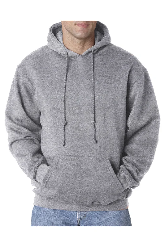 custom sweatshirts for men -Bayside Mens USA Made Hooded Sweatshirt Hoodie w/ Pouch Pocket - Dark Ash Grey