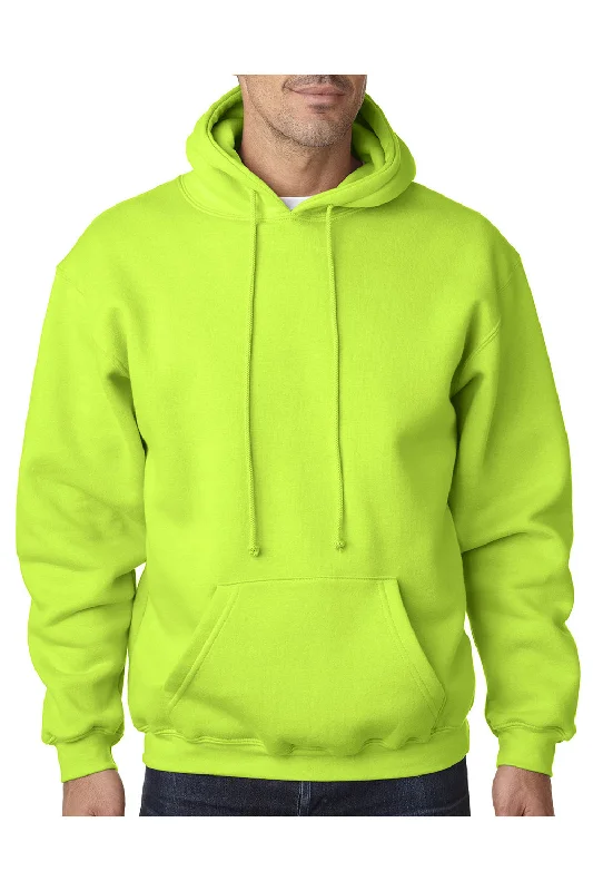 sleek sweatshirts for men -Bayside Mens USA Made Hooded Sweatshirt Hoodie w/ Pouch Pocket - Lime Green