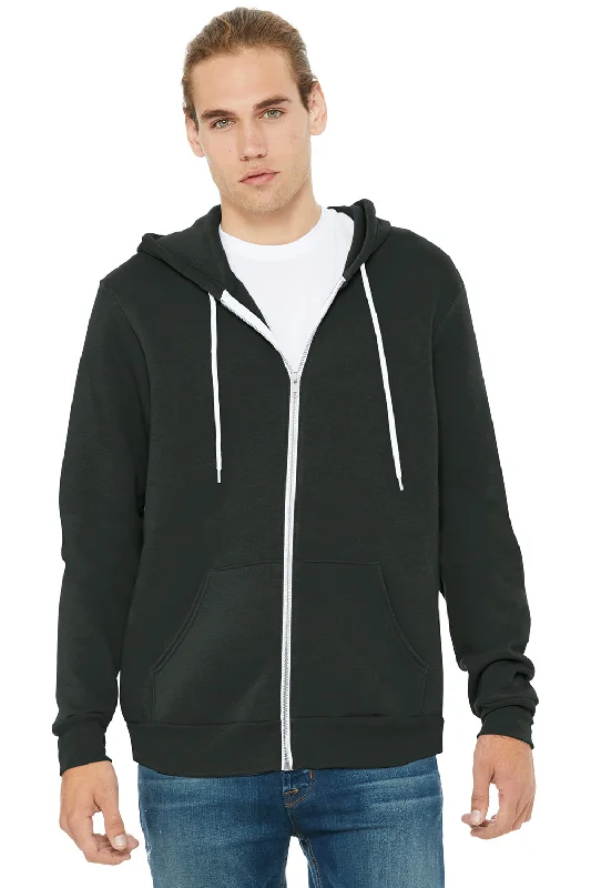 light hoodies for men -Bella + Canvas Mens Fleece Full Zip Hooded Sweatshirt Hoodie w/ Pockets - Dark Grey