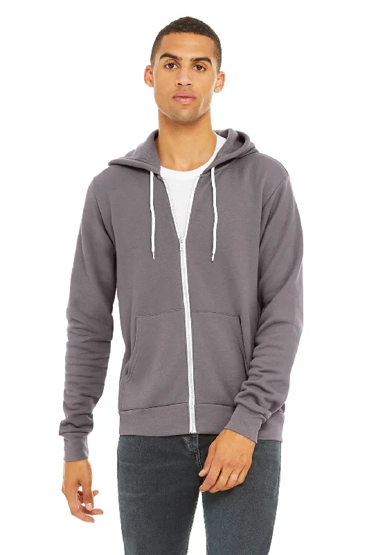 premium hoodies for men -Bella + Canvas Mens Fleece Full Zip Hooded Sweatshirt Hoodie w/ Pockets - Storm Grey