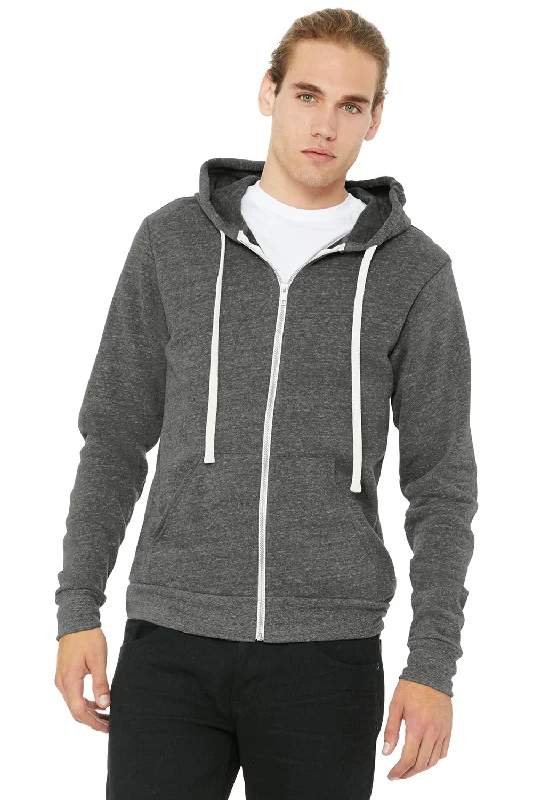 men's hoodies for cold weather -Bella + Canvas Mens Sponge Fleece Full Zip Hooded Sweatshirt Hoodie w/ Pockets - Grey