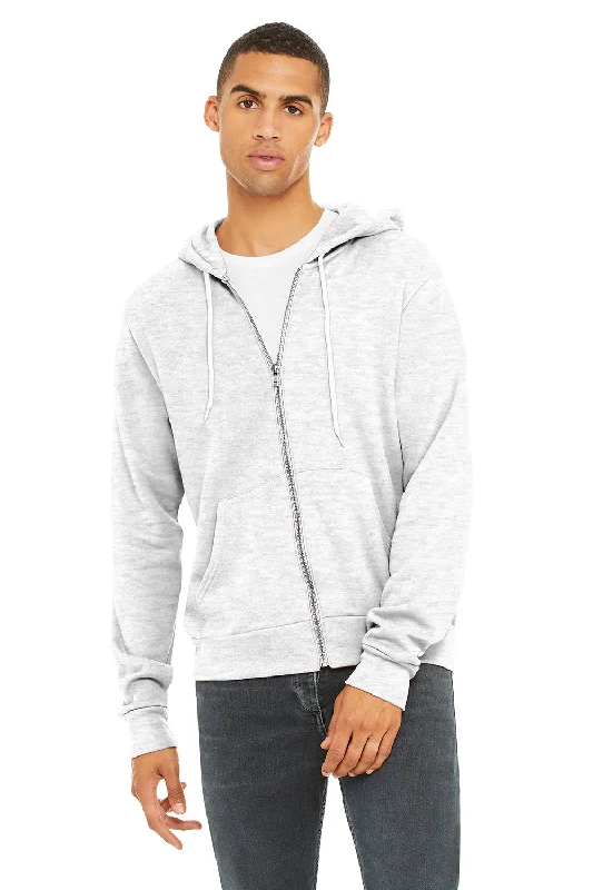 men's hoodies with a hood -Bella + Canvas Mens Sponge Fleece Hooded Sweatshirt Hoodie w/ Pouch Pocket - Ash Grey