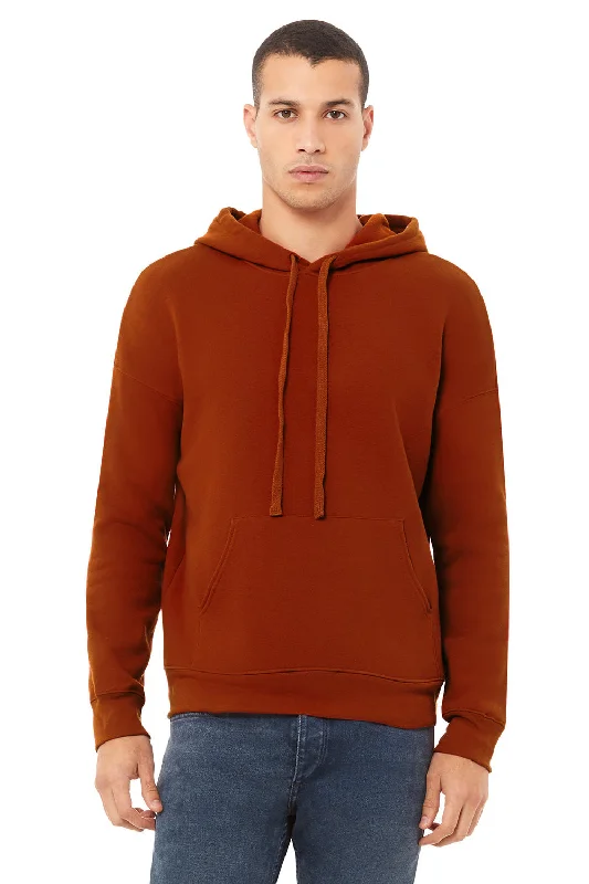 men's logo sweatshirts -Bella + Canvas Mens Sponge Fleece Hooded Sweatshirt Hoodie w/ Pouch Pocket - Brick Red