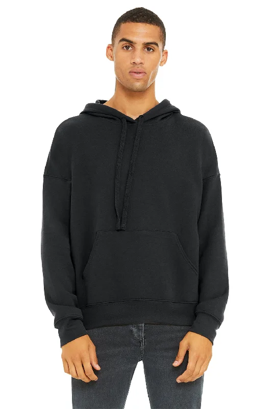 performance sweatshirts for men -Bella + Canvas Mens Sponge Fleece Hooded Sweatshirt Hoodie w/ Pouch Pocket - Dark Grey