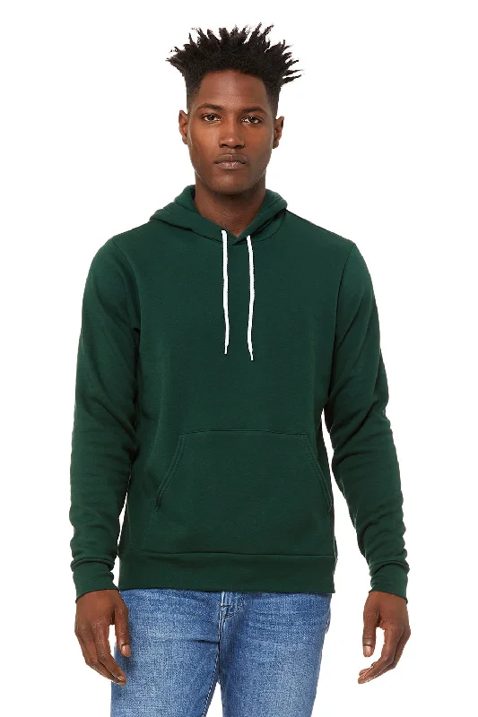 men's urban hoodies -Bella + Canvas Mens Sponge Fleece Hooded Sweatshirt Hoodie w/ Pouch Pocket - Forest Green