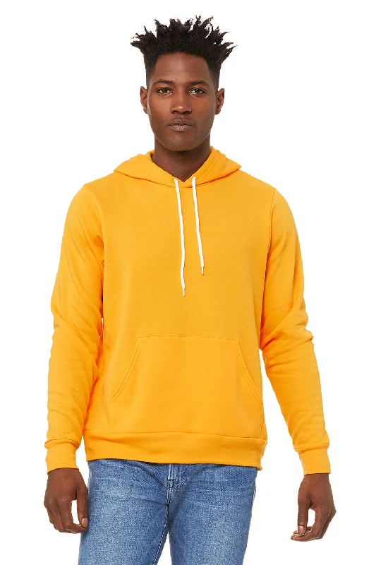 men's performance hoodies -Bella + Canvas Mens Sponge Fleece Hooded Sweatshirt Hoodie w/ Pouch Pocket - Gold