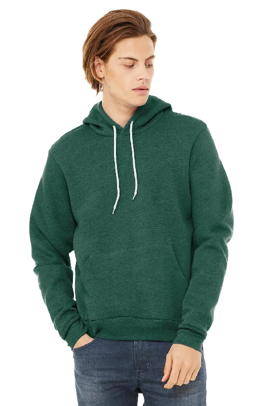 fleece hoodies for men -Bella + Canvas Mens Sponge Fleece Hooded Sweatshirt Hoodie w/ Pouch Pocket - Heather Forest Green