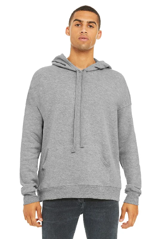 men's vintage hoodies -Bella + Canvas Mens Sponge Fleece Hooded Sweatshirt Hoodie w/ Pouch Pocket - Heather Grey