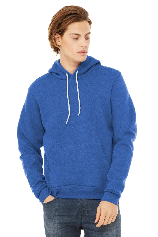 casual pullover sweatshirts -Bella + Canvas Mens Sponge Fleece Hooded Sweatshirt Hoodie w/ Pouch Pocket - Heather True Royal Blue