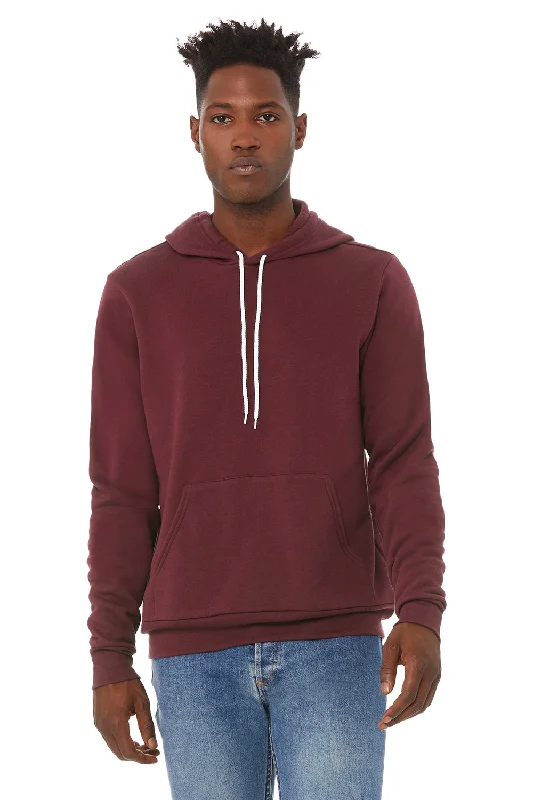 men's vintage hoodies -Bella + Canvas Mens Sponge Fleece Hooded Sweatshirt Hoodie w/ Pouch Pocket - Maroon