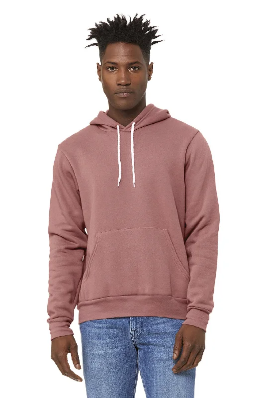 everyday hoodies for men -Bella + Canvas Mens Sponge Fleece Hooded Sweatshirt Hoodie w/ Pouch Pocket - Mauve