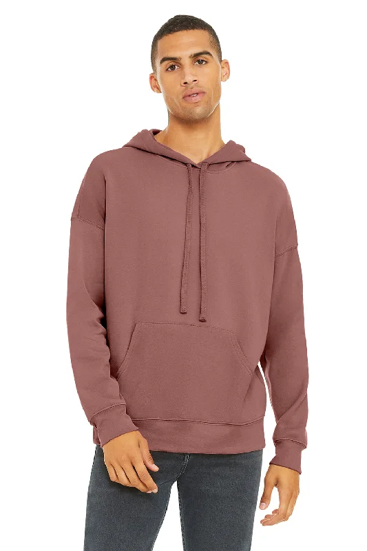 men's comfortable sweatshirts -Bella + Canvas Mens Sponge Fleece Hooded Sweatshirt Hoodie w/ Pouch Pocket - Mauve