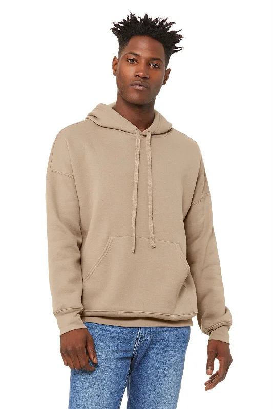 men's hoodies for fall -Bella + Canvas Mens Sponge Fleece Hooded Sweatshirt Hoodie w/ Pouch Pocket - Tan Brown