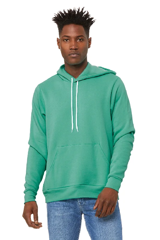 athletic-inspired sweatshirts for men -Bella + Canvas Mens Sponge Fleece Hooded Sweatshirt Hoodie w/ Pouch Pocket - Teal Green