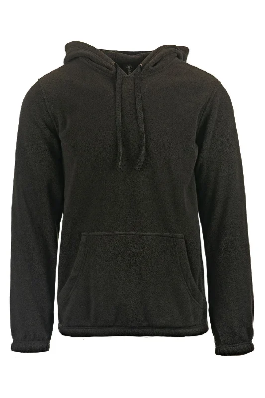 men's urban hoodies -Burnside Mens Polar Fleece Pill Resistant Hooded Sweatshirt Hoodie w/ Pouch Pocket - Black