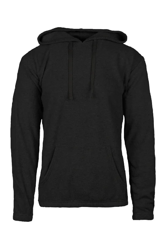 minimalist sweatshirts for men -Burnside Mens Polar Fleece Pill Resistant Hooded Sweatshirt Hoodie w/ Pouch Pocket - Heather Charcoal Grey