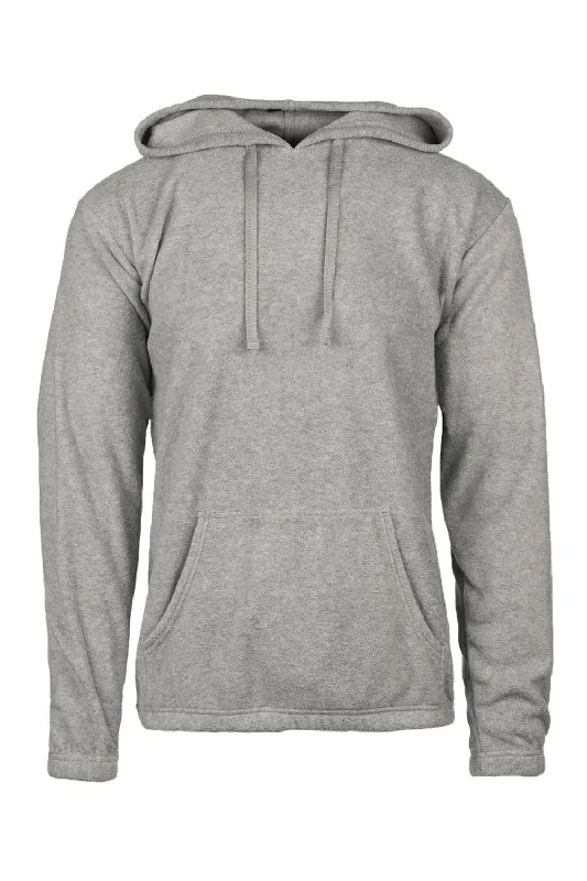 men's hoodies with a hood -Burnside Mens Polar Fleece Pill Resistant Hooded Sweatshirt Hoodie w/ Pouch Pocket - Heather Grey