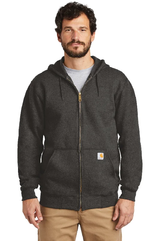 men's graphic sweatshirts -Carhartt Mens Full Zip Hooded Sweatshirt Hoodie w/ Pockets - Heather Carbon Grey