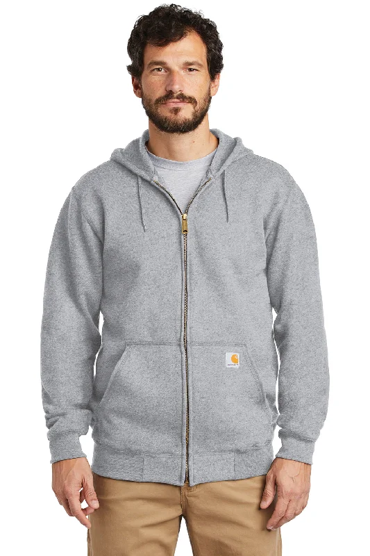 stylish hoodies for men -Carhartt Mens Full Zip Hooded Sweatshirt Hoodie w/ Pockets - Heather Grey