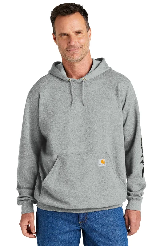 men's hoodies for gym -Carhartt Mens Hooded Sweatshirt Hoodie w/ Pouch Pocket - Heather Grey