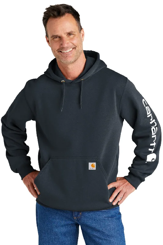 graphic hoodies for men -Carhartt Mens Hooded Sweatshirt Hoodie w/ Pouch Pocket - New Navy Blue