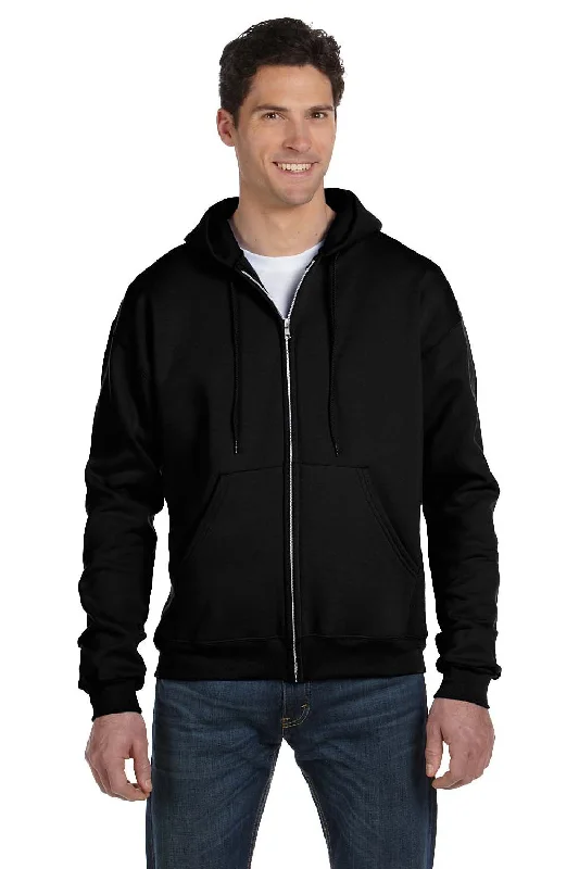 seasonal hoodies for men -Champion Mens Double Dry Eco Moisture Wicking Fleece Full Zip Hooded Sweatshirt Hoodie w/ Pockets - Black