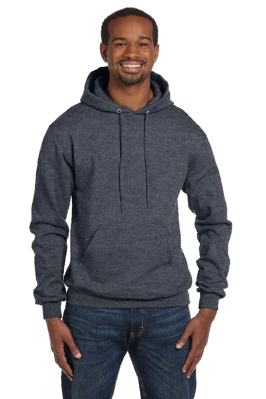 men's oversized sweatshirts for layering -Champion Mens Double Dry Eco Moisture Wicking Fleece Hooded Sweatshirt Hoodie w/ Pouch Pocket - Heather Charcoal Grey