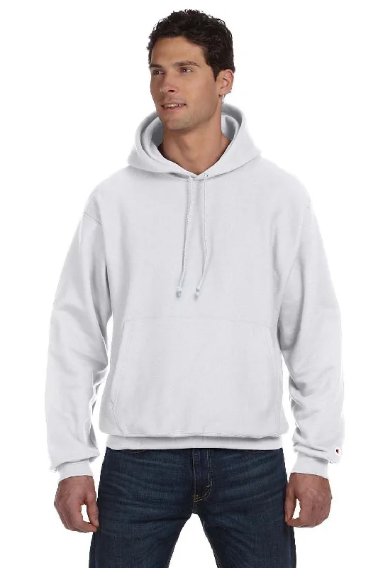 custom sweatshirts for men -Champion Mens Shrink Resistant Hooded Sweatshirt Hoodie w/ Pouch Pocket - Silver Grey