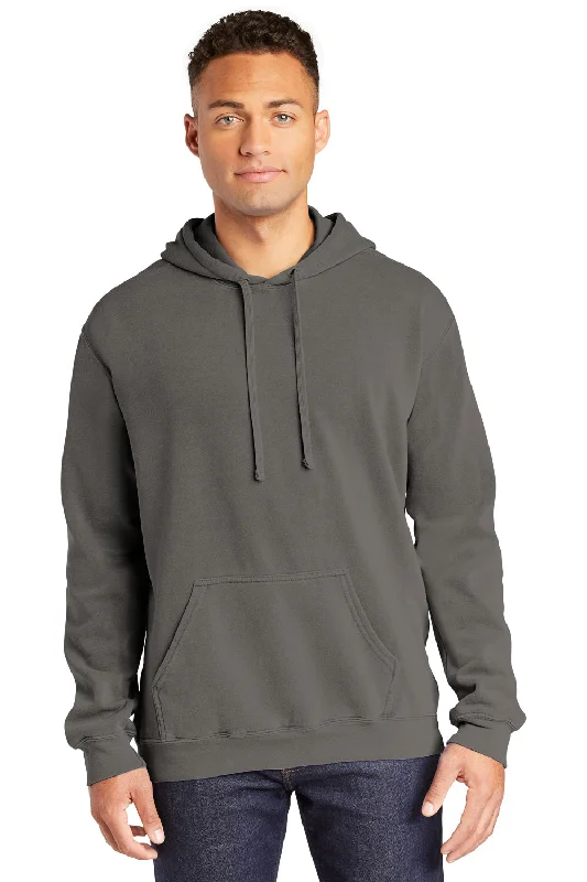 men's heavy-duty hoodies -Comfort Colors Mens Hooded Sweatshirt Hoodie w/ Pouch Pocket - Grey