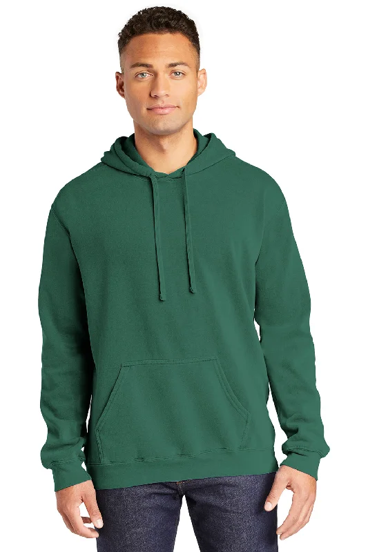 athletic-inspired sweatshirts for men -Comfort Colors Mens Hooded Sweatshirt Hoodie w/ Pouch Pocket - Light Green