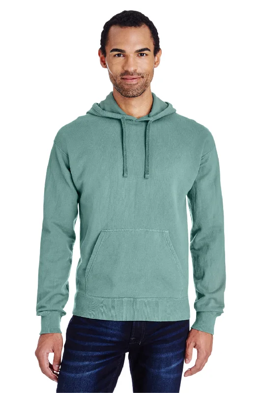 athletic sweatshirts for men -ComfortWash By Hanes Mens Hooded Sweatshirt Hoodie w/ Pouch Pocket - Cypress Green