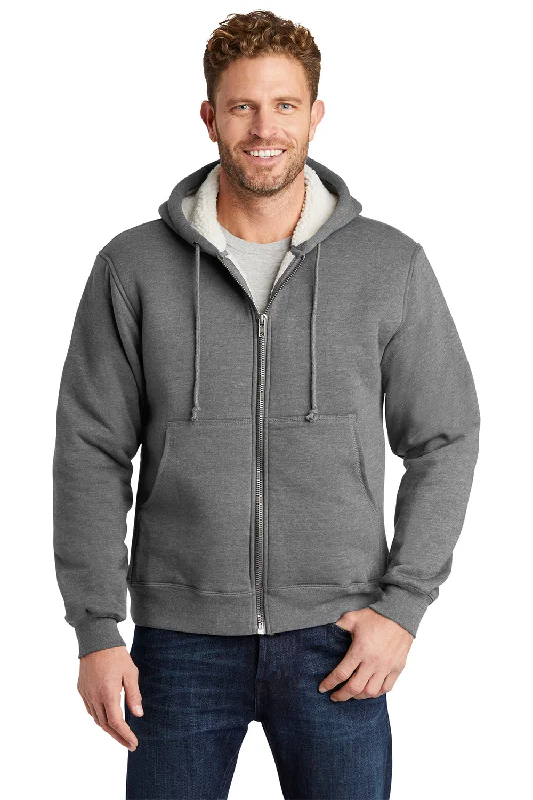 casual sweatshirts for men -CornerStone Mens Water Resistant Fleece Full Zip Hooded Sweatshirt Hoodie w/ Pockets - Grey