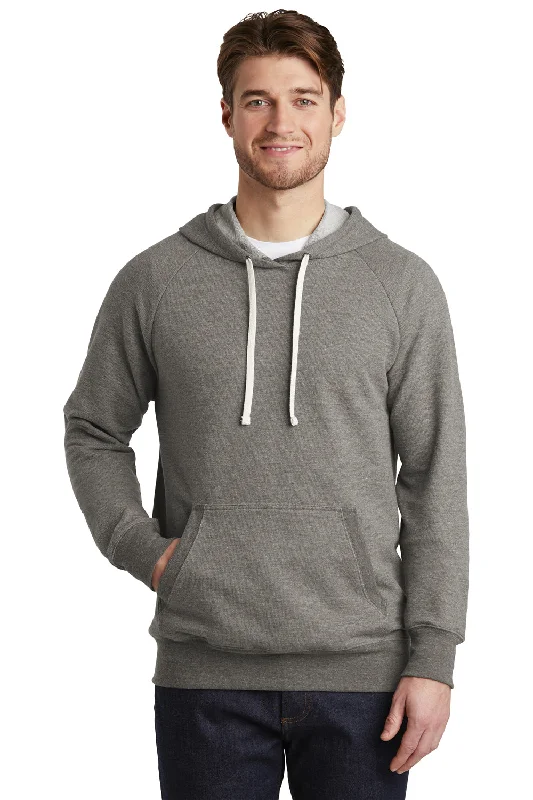 trendy pullover hoodies for men -District Mens Perfect French Terry Hooded Sweatshirt Hoodie w/ Pouch Pocket - Grey Frost