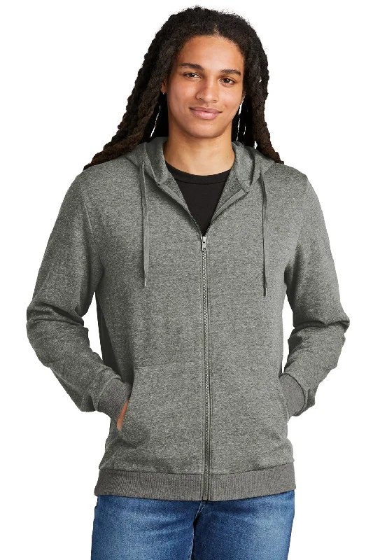 oversized sweatshirts for men -District Mens Perfect Tri Fleece Full Zip Hooded Sweatshirt Hoodie w/ Pockets - Heather Charcoal Grey