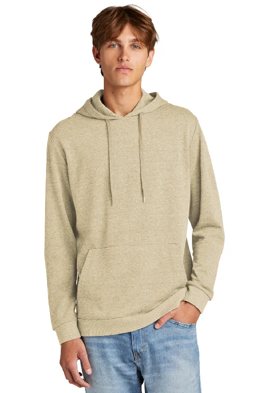 fashionable men's sweatshirts -District Mens Perfect Tri Fleece Hooded Sweatshirt Hoodie w/ Pouch Pocket - Heather Desert Tan