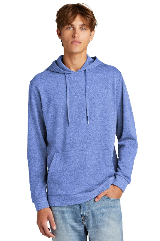 fleece sweatshirts for men -District Mens Perfect Tri Fleece Hooded Sweatshirt Hoodie w/ Pouch Pocket - Royal Blue Frost