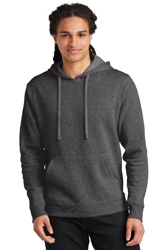 men's hoodie sweatshirt -District Mens V.I.T. Heavyweight Fleece Hooded Sweatshirt Hoodie w/ Pouch Pocket - Heather Charcoal Grey