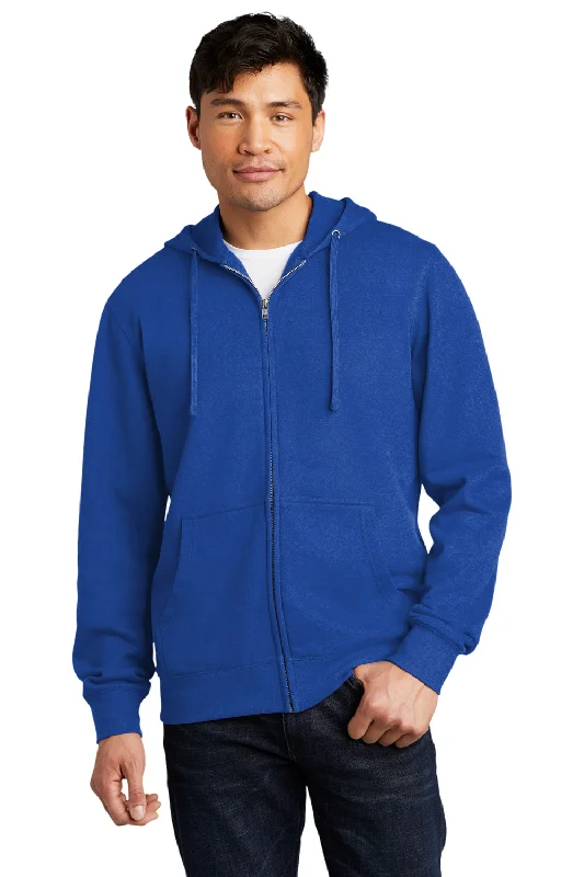 graphic hoodies for men -District Mens Very Important Fleece Full Zip Hooded Sweatshirt Hoodie w/ Pockets - Deep Royal Blue