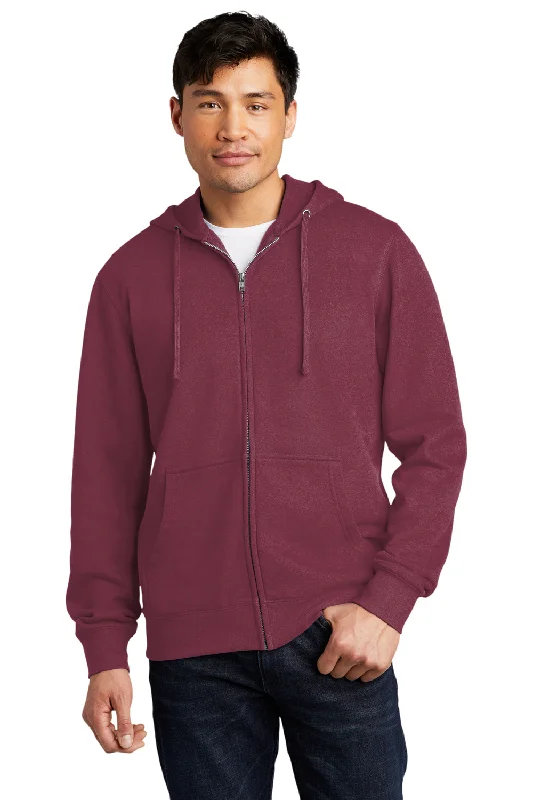 comfortable hoodies for men -District Mens Very Important Fleece Full Zip Hooded Sweatshirt Hoodie w/ Pockets - Plum Purple