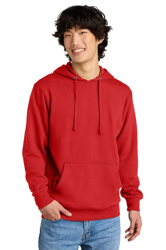 zip-up hoodies for men -District Mens Very Important Fleece Hooded Sweatshirt Hoodie w/ Pouch Pocket - Fiery Red