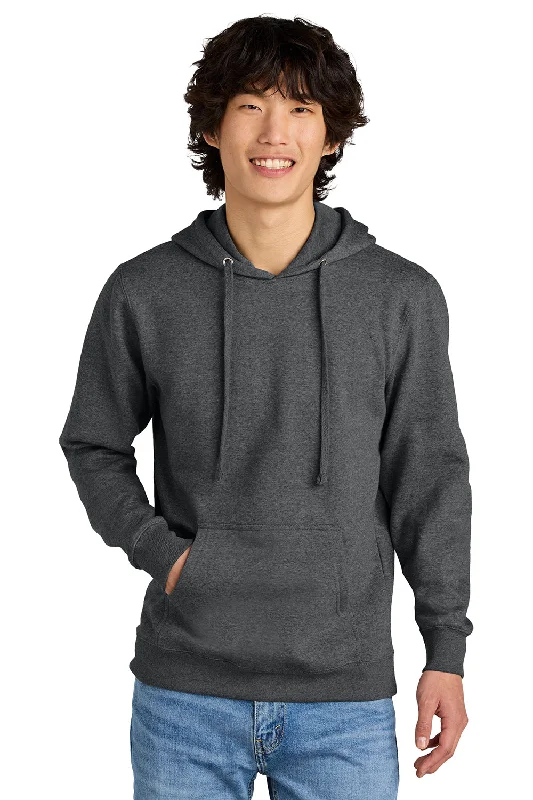 men's oversized sweatshirts -District Mens Very Important Fleece Hooded Sweatshirt Hoodie w/ Pouch Pocket - Heather Charcoal Grey